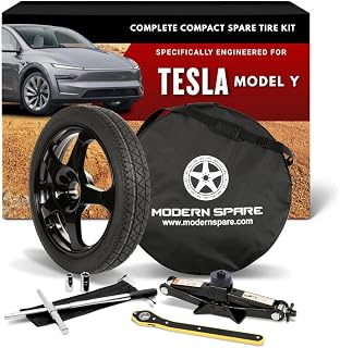 Modern Spare -Fits 2020-2026 Tesla Model Y -Complete Kit With Carrying Case | Complete emergency spare tire solution, Includes compact spare wheel & tire, jack, lug wrench and carrying case