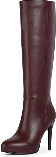 Modatope Knee High Boots Women Platform Stiletto Heel Tall Boots Round Toe Fall Winter Long boots for Women