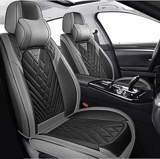 Car Seat Covers for Toyota Corolla 1999-2026, Premium Nappa Leather Waterproof & Anti-Slip, Full Coverage Customized fit Toyota Corolla Seat Covers Front Set (2 Seats Luxury,Gray-Black)