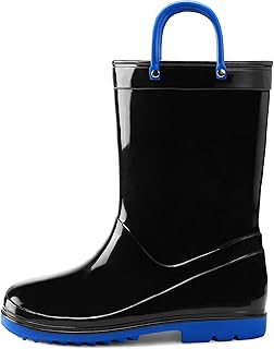 K KomForme Girls Boys Rain Boots Waterproof Boots with Easy on Handles | PVC, Lightweight, Pull on, Slip Resistant