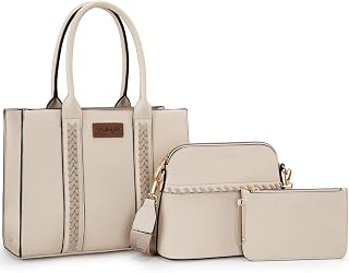 Wrangler 3PCS Purses for Women Tote Bag Crossbody Handbag and Wallet Set with Guitar Strap