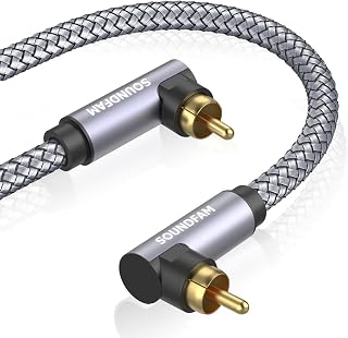 90 Degree RCA Cable Subwoofer Cable Right Angle Digital Coaxial RCA Cable Male to Male Video Audio Cable Gold Plated Connector for Home Theater/HDTV/Home Stereo/DVD Grey (90° both sides, 2M)
