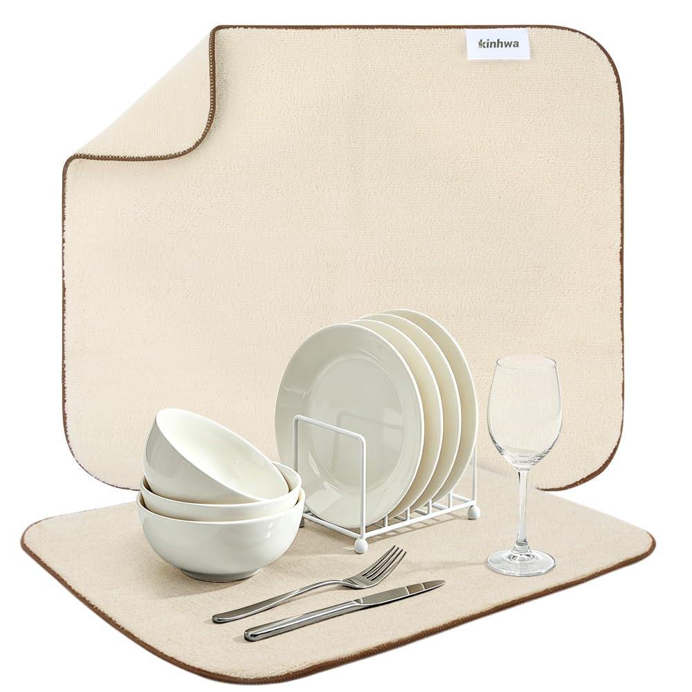 KinHwa Microfibre Dish Drying Mats Draining Board Mat for Kitchen Counter