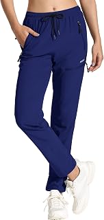MOCOLY Women's Lightweight Hiking Trousers Cargo Joggers Pants Outdoor Casual Walking Trousers Elasticated Waist Tracksuit Trousers with Zip Pockets