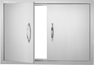 VEVOR BBQ Access Door 30.5"W x 21"H Double Outdoor Kitchen Door Flush Mount | For BBQ Island, Grilling Station, Outside Cabinet, Stainless Steel, Wall Vertical, with Handle, Easy to Install, Reversible