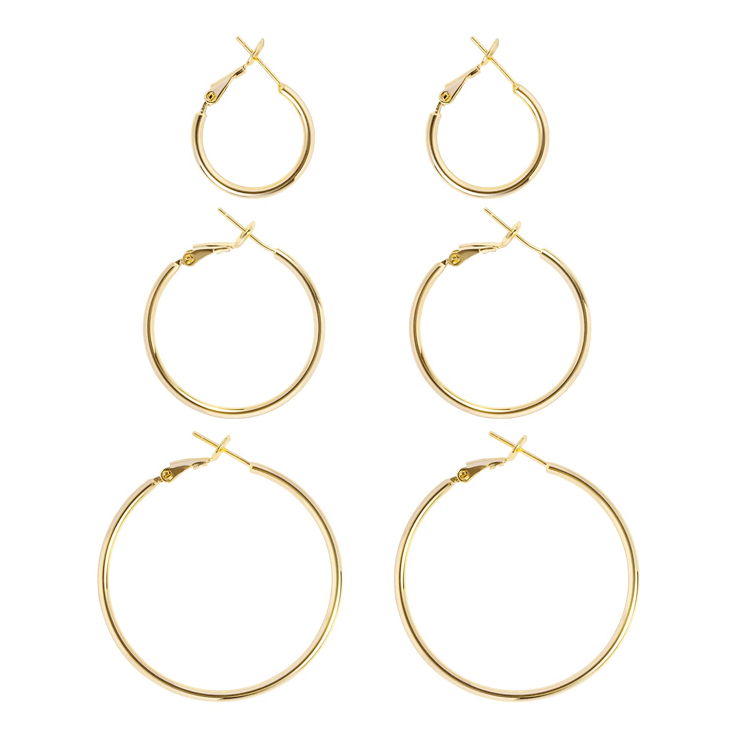 DAILY VIBES Simple Big Thin Hoop Earrings for Women Trendy, 3 Pairs