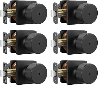 Goldenwarm Matte Black Door Knobs Interior, Privacy Bedroom Door Knob with Lock, Black Interior Door Knobs Bathroom 6 Pack