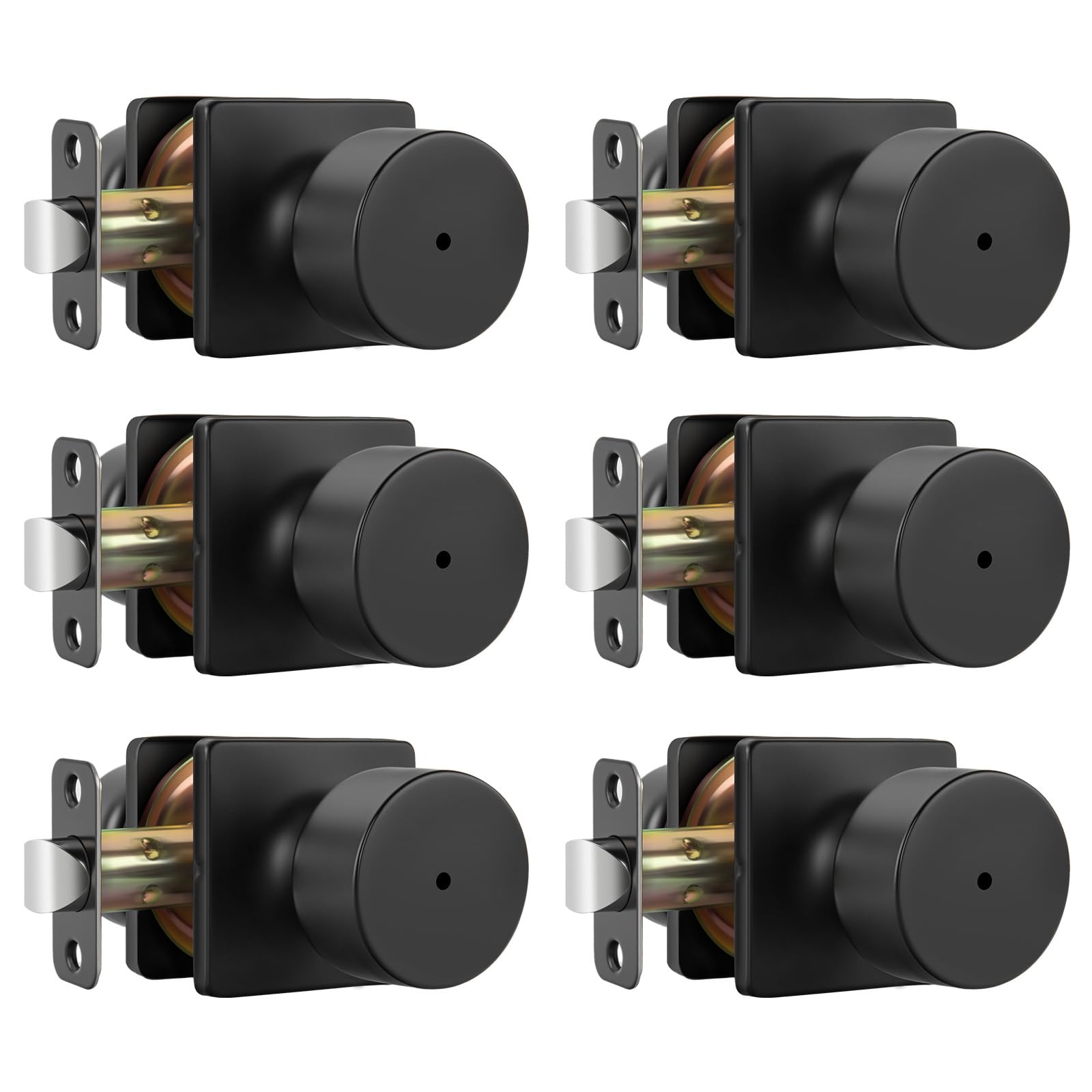 Goldenwarm Matte Black Door Knobs Interior, Privacy Bedroom Door Knob with Lock,