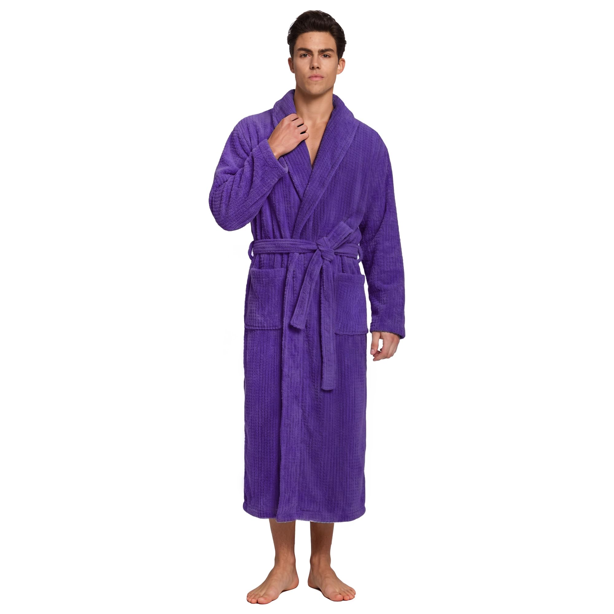 PJGGZ Men's Shawl Collar Bathrobe, Soft Long Towel Robe for Men - Super Absorben