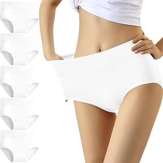 YouShow Women's Knickers High Waist Cotton Underwear for Women Ladies Full Briefs Pant Multiple Colors and Sizes 5 Pack