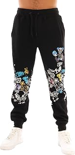 SCREENSHOT-P1165 Mens Streetwear Premium Classic Fit Urban Fleece Pants - Mask Off Skeleton Bear Animation Fashion Sweatpants-Black-2XLarge