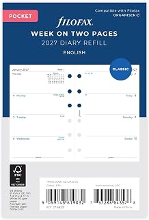 Filofax Pocket Week on two pages English 2027 diary 27-68221