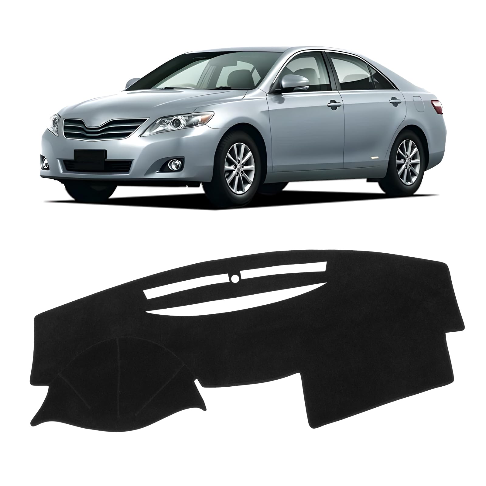 KUST Black Dash Cover Mat for Toyota Camry 2007-2011 Polyester Dashboard Cover N