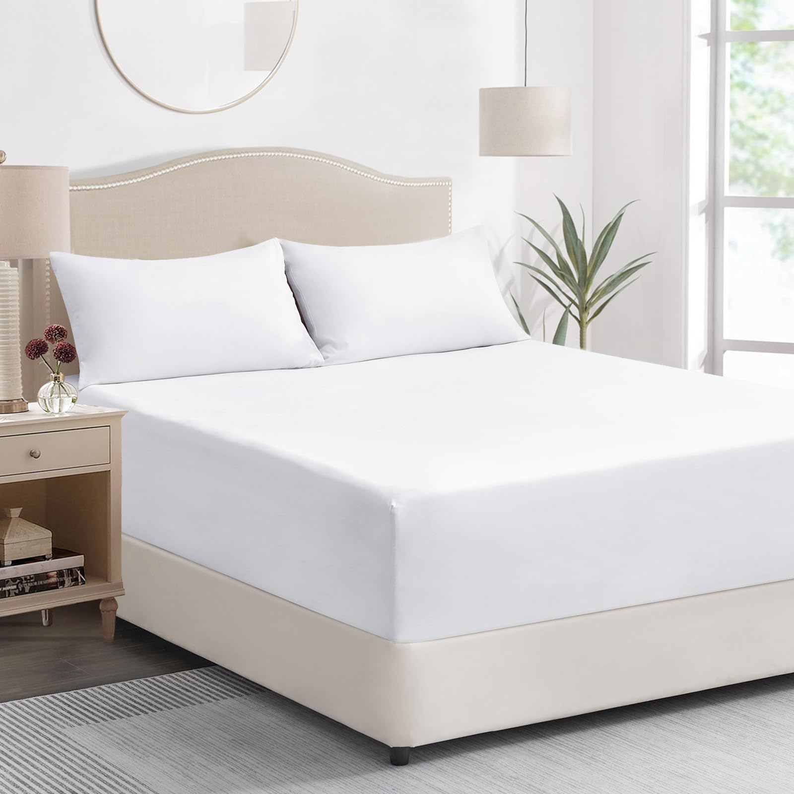 King Size Fitted Sheet Deep - White Kingsize Bed Sheet Extra Deep Pocket 16 inch