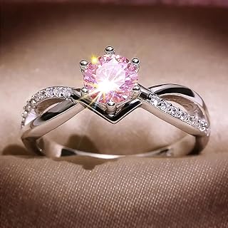 Trendy 6 Claws Zirconia Stone Rings for Women Fashion Proposal Band Jewelry