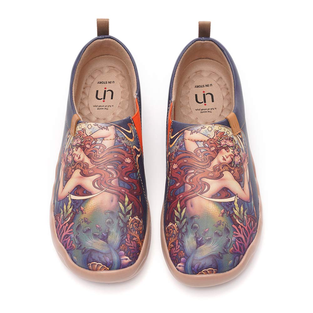 UIN Women’s Slip-On Canvas Shoes, Model Art, Painted Pomegranate, White