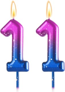 11 Birthday Candle for 11st Pink and Purple Birthday Decorations for Girls, Number 11 Candle for Huntrix Birthday Decorations, 11 Cake Topper for Girls 11 Year Old Party Decor Supplies Favors