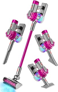 BLAXTEM 4-in-1 Toy Vacuum Cleaner for Children Pretend Play (Rose Red) | Electric Toy Vacuum Cleaning Set for Boys & Girls Pretend Play