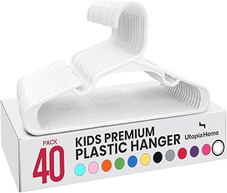 Utopia Home Space-Saving Plastic Kids Clothes Hangers,Pack of 40,White | Kids Hangers | Baby Hangers | Space-Saving | Slim Design | Durable Plastic | Lightweight | Ideal for Children's Clothes