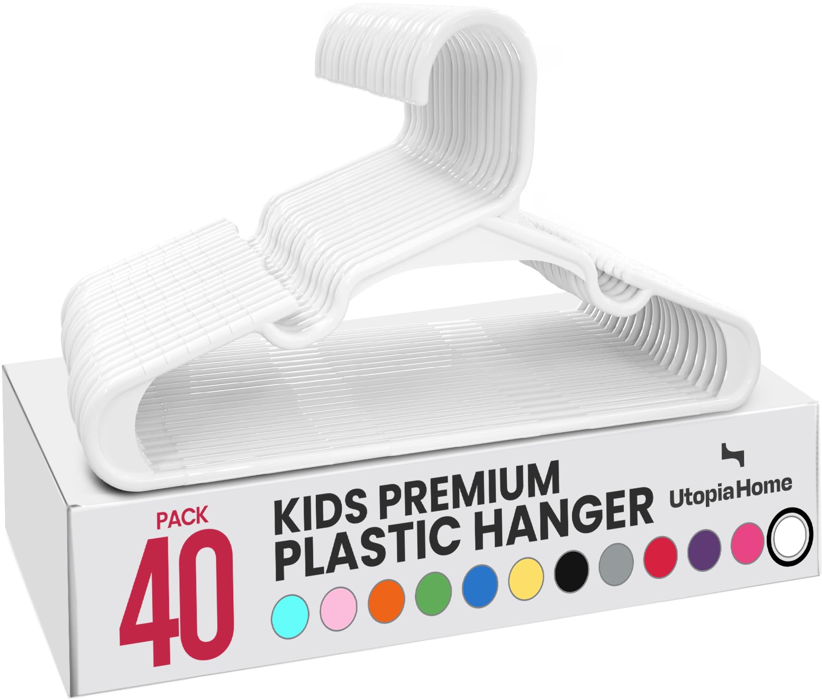 Utopia Home Space-Saving Plastic Kids Clothes Hangers,Pack of 40,White | Kids Ha