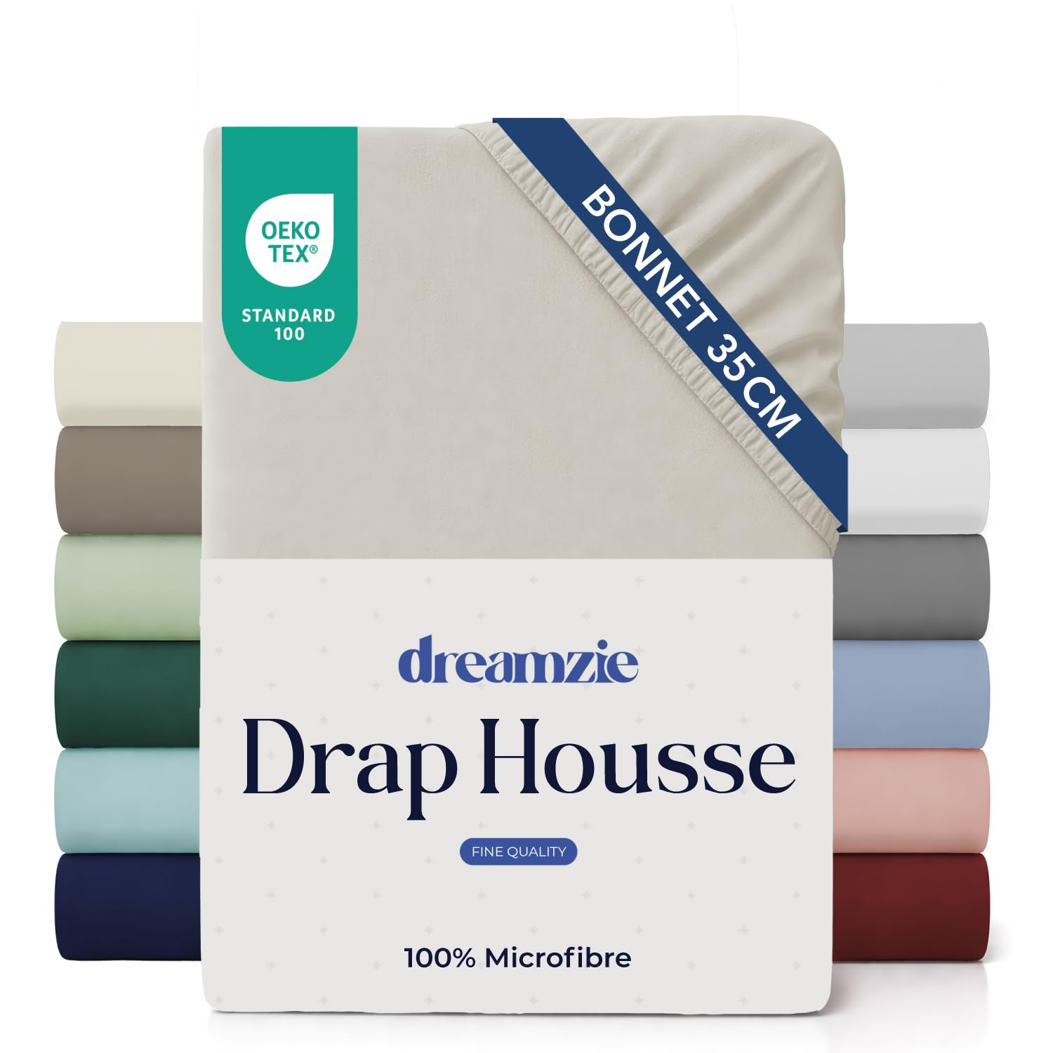 Dreamzie - Fitted Sheet 63 x 200 cm - Beige - Large 35 cm Pocket | 100% Ultra So
