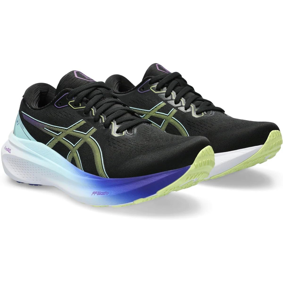 ASICS Kayano 30 Women's Running Shoes Black, Black Glow Yellow, 39.5 EU