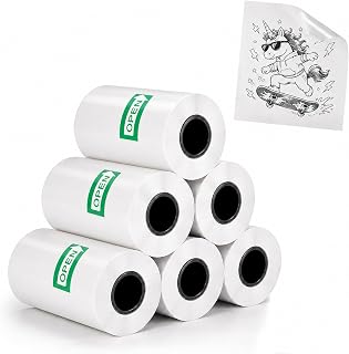 6 Rolls Transparent Sticker Paper Refill for Leapom AI Sticker Maker | 2.25" Width, 240 Stickers Total, Colorable Surface, BPA/BPS Free, Inkless Thermal