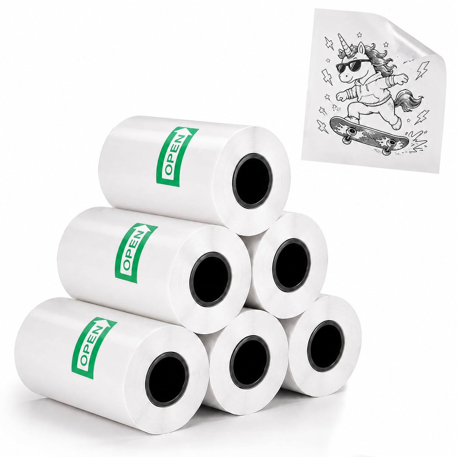 6 Rolls Transparent Sticker Paper Refill for Leapom AI Sticker Maker | 2.25" Wid