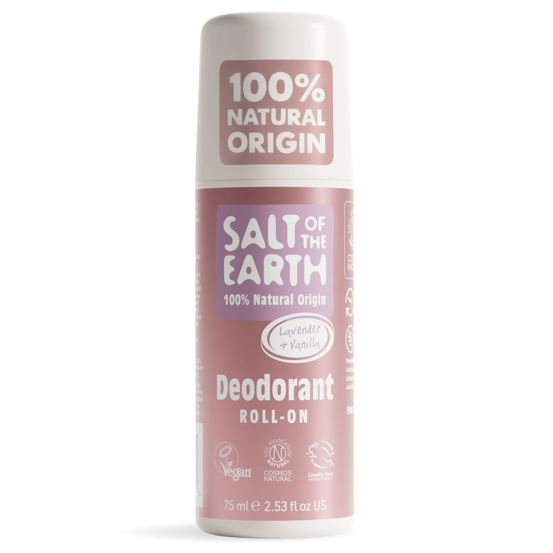 Salt of the Earth Natural Deodorant Roll On - Lavender & Vanilla - 75ml | Long-l