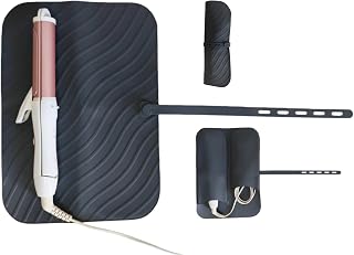 Supporto per ferro da stiro 2 in 1 e tappetino resistente al calore da viaggio, borsa da viaggio per riporre ferro e ferro arricciacapelli (nero)