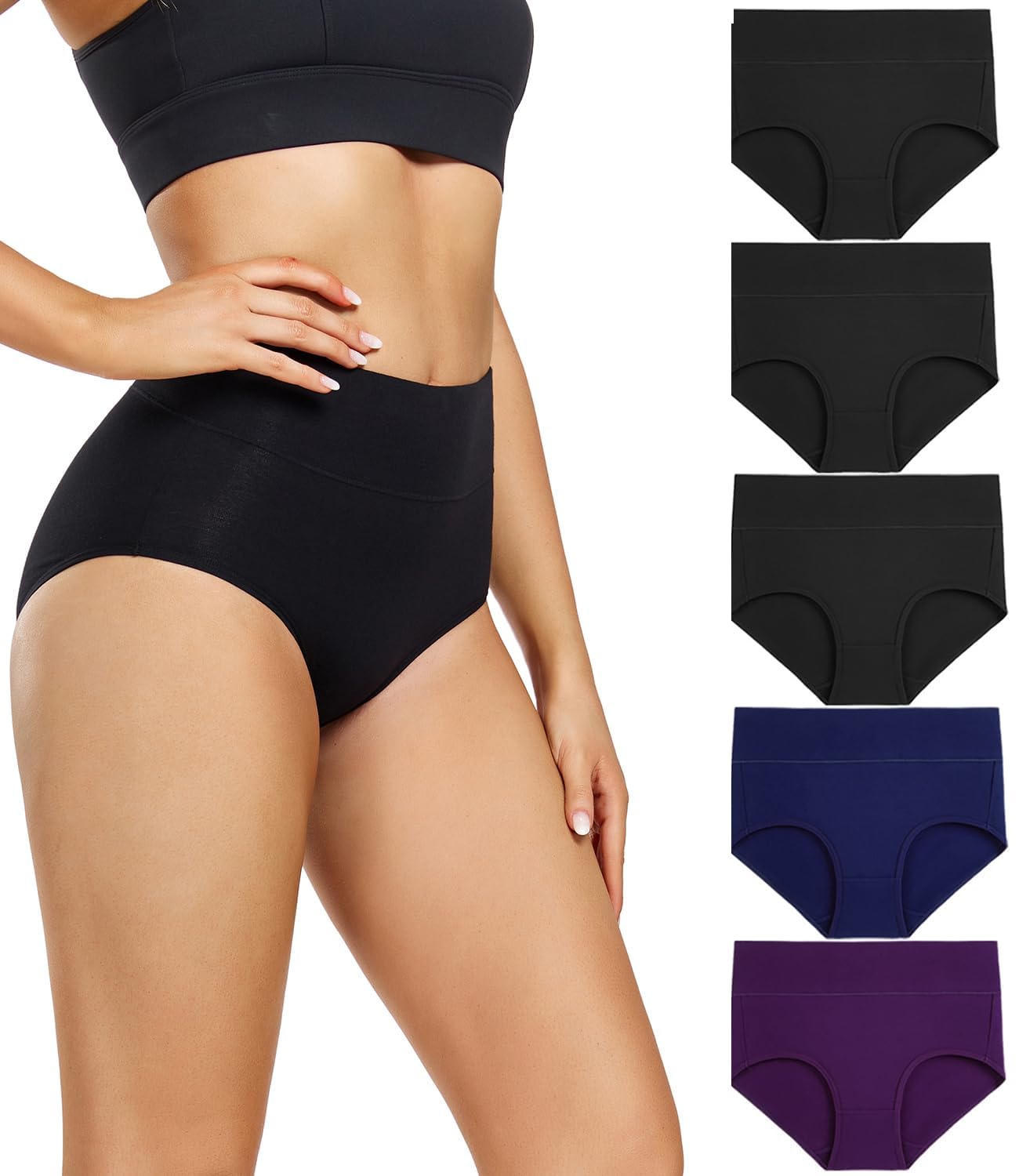 wirarpa Women's Knickers Cotton Full Briefs High Waisted Underwear Panties for W