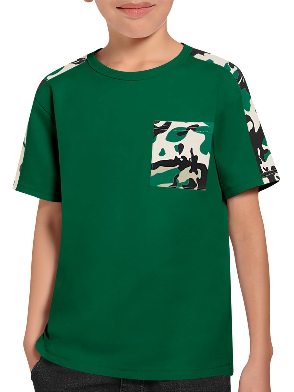 Haloumoning Camisas de manga corta para niños, camisetas de verano con bloques d