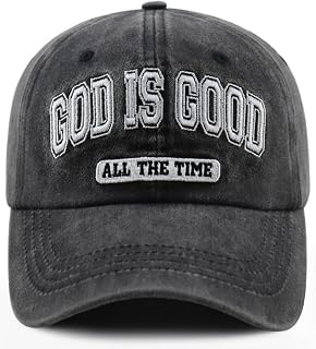 God is Good All The Time Jesus Hat for Men Women, Adjustable Cotton Embroidered Religious Christian Faith Baseball Cap