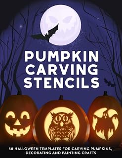 Pumpkin Carving Stencils: 50 Halloween Templates for Carving Pumpkins, Decorating and Painting Crafts