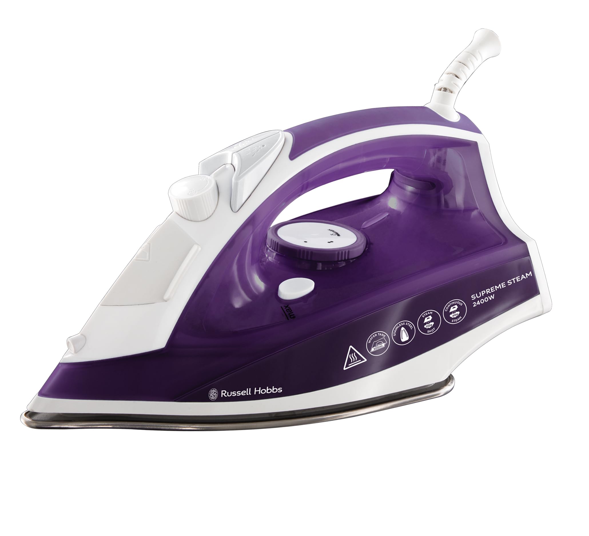 Russell Hobbs Supreme Steam Iron, 2400W, 300ml Tank, 110g Steam Shot, Vertical S