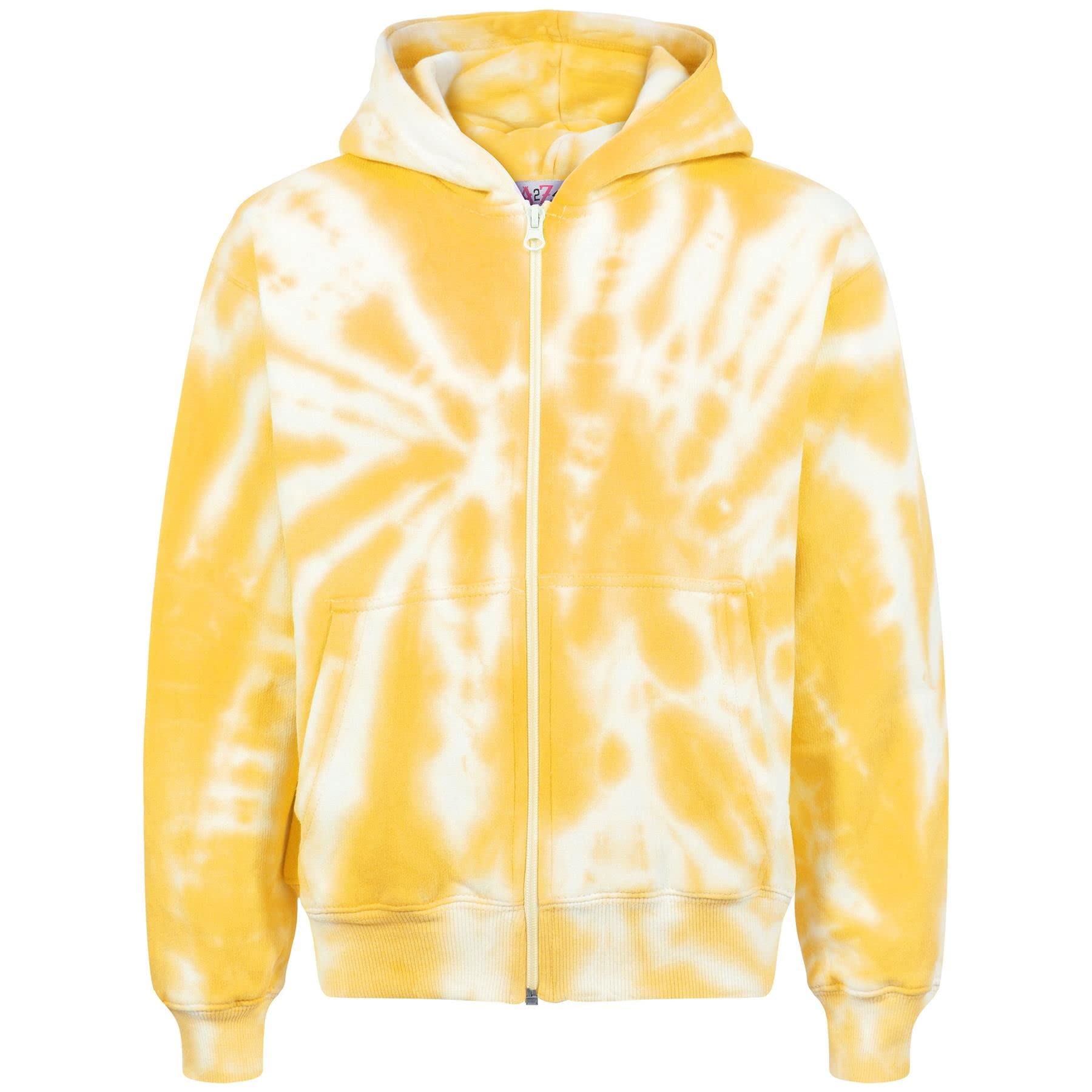 A2Z 4 Kids Girls Boys Classic Plain Tie Dye Print Full Zip Up Hooded Zipper Top 