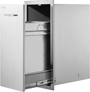 VEVOR Outdoor Kitchen Drawers 13.4"W x 25.7"H x 19.6"D Stainless Steel | Cabinets Trash Drawer/Door/Combo, for BBQ Island, Patio Grill Station, Access Door Drawers, Handle, Smooth Sliding Rail