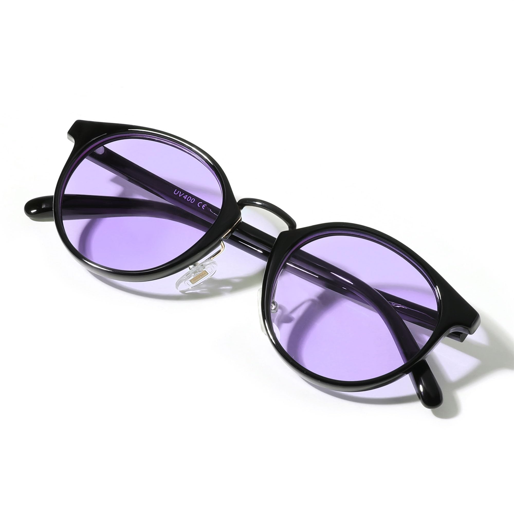 FEISEDY Occhiali da sole donna uomo, protezione UV UV400, forma rotonda, elegant