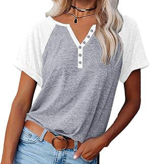 Camisas de verano para mujer, cuello en V, con bloques de color, raglán, manga corta, estilo casaul, a la moda
