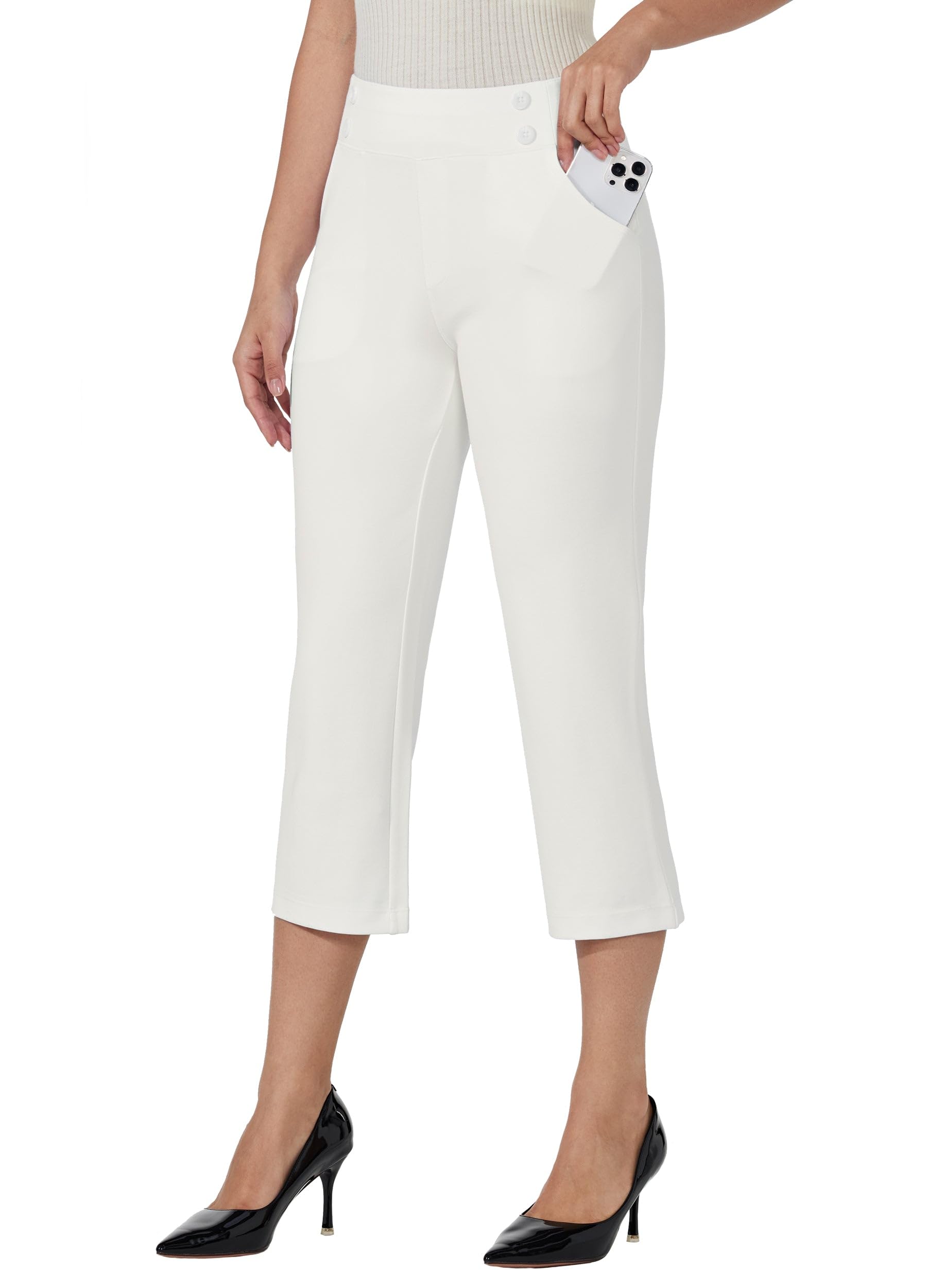 Willit Womens Capri Pants Yoga Work Casual Straight Leg Office Trousers 21"