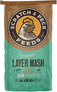Scratch and Peck Feeds | Layer Mash for Chickens & Ducks | 40 lb Bag | 16% Protein, Corn & Soy Free, Fermentable Whole Grains, Certified Organic & Non-GMO Project Verified, Complete Nutrition
