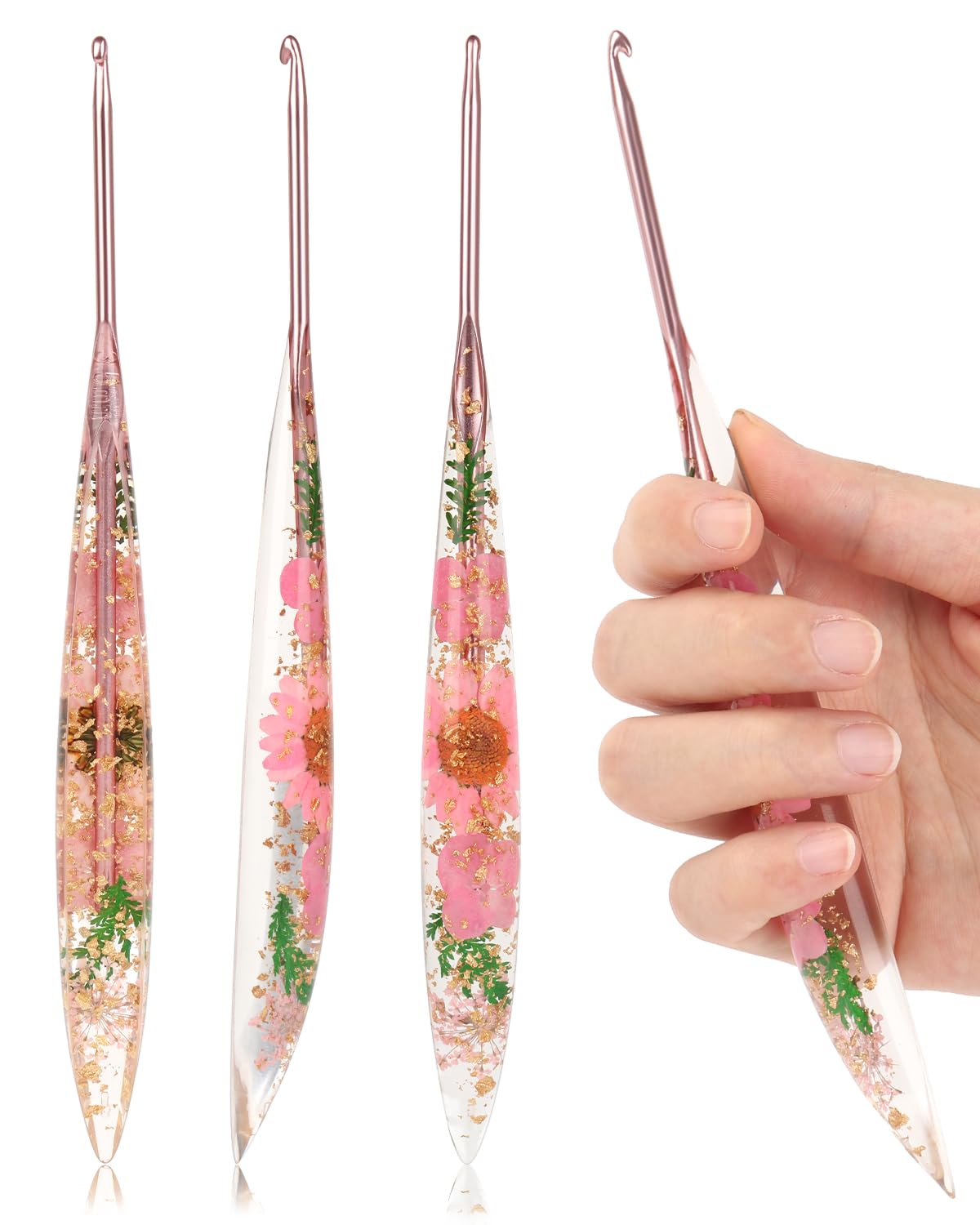 Coopay Crochet Hook, 3.5mm Ergonomic Crochet Hook with Floral Plastic Grips