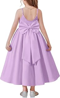 Arshiner Flower Girl Dress with Big Bow Elegant Sleeveless A-Line Ball Gown