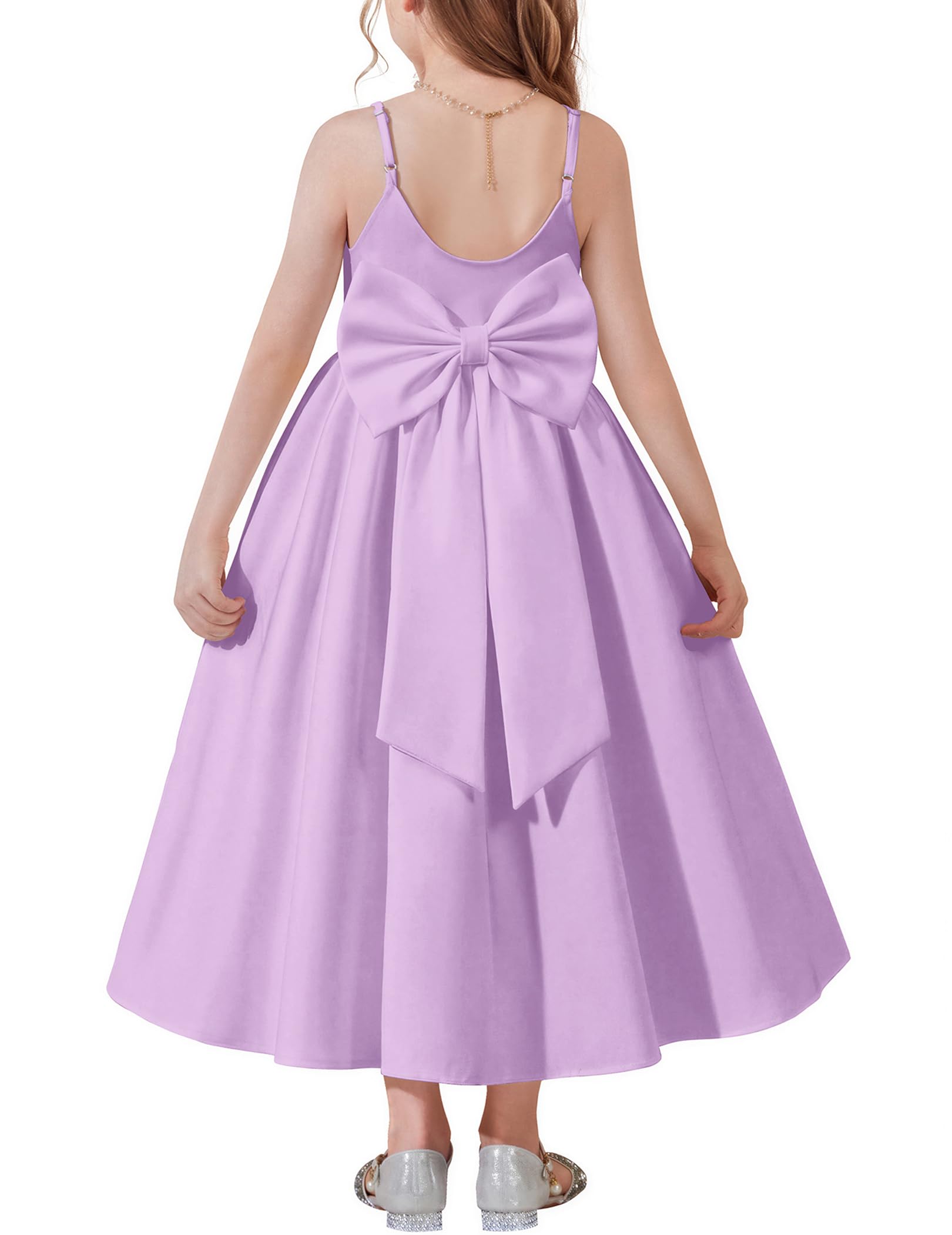 Arshiner Flower Girl Dress with Big Bow Elegant Sleeveless A-Line Ball Gown