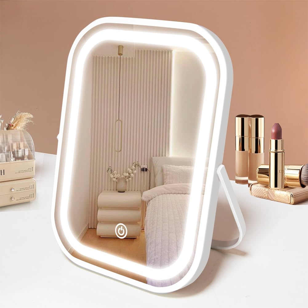 YEKKOPT Travel Makeup Mirror with Lights, Portable Small Beauty LED Vanity Mirro
