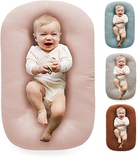 Vicorise Baby Lounger 0-24 Months 100% Cotton Soft & Breathable(Pink) | CPSC Compliant, Breathable Cotton Fabric, Snuggle Cozy me, Baby play mat, Portable Infant Lounger, Baby Essential Gifts