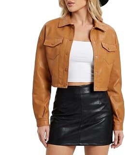 Women Faux Leather Cropped Jacket Trendy Moto Biker Short Jacket Fashion PU Coat Party Jacket