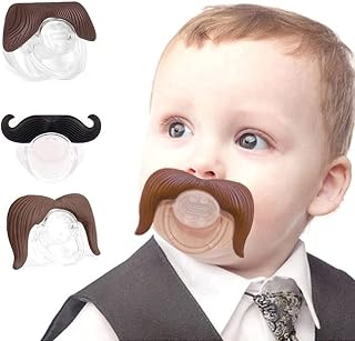 3Pcs Mustache Pacifier for Baby, Gentleman Mustache Pacifier Cute Novelty Baby Stuff for Newborn Infant, BPA Free Latex Free Made with Soft Silicone (Coffee&Black)