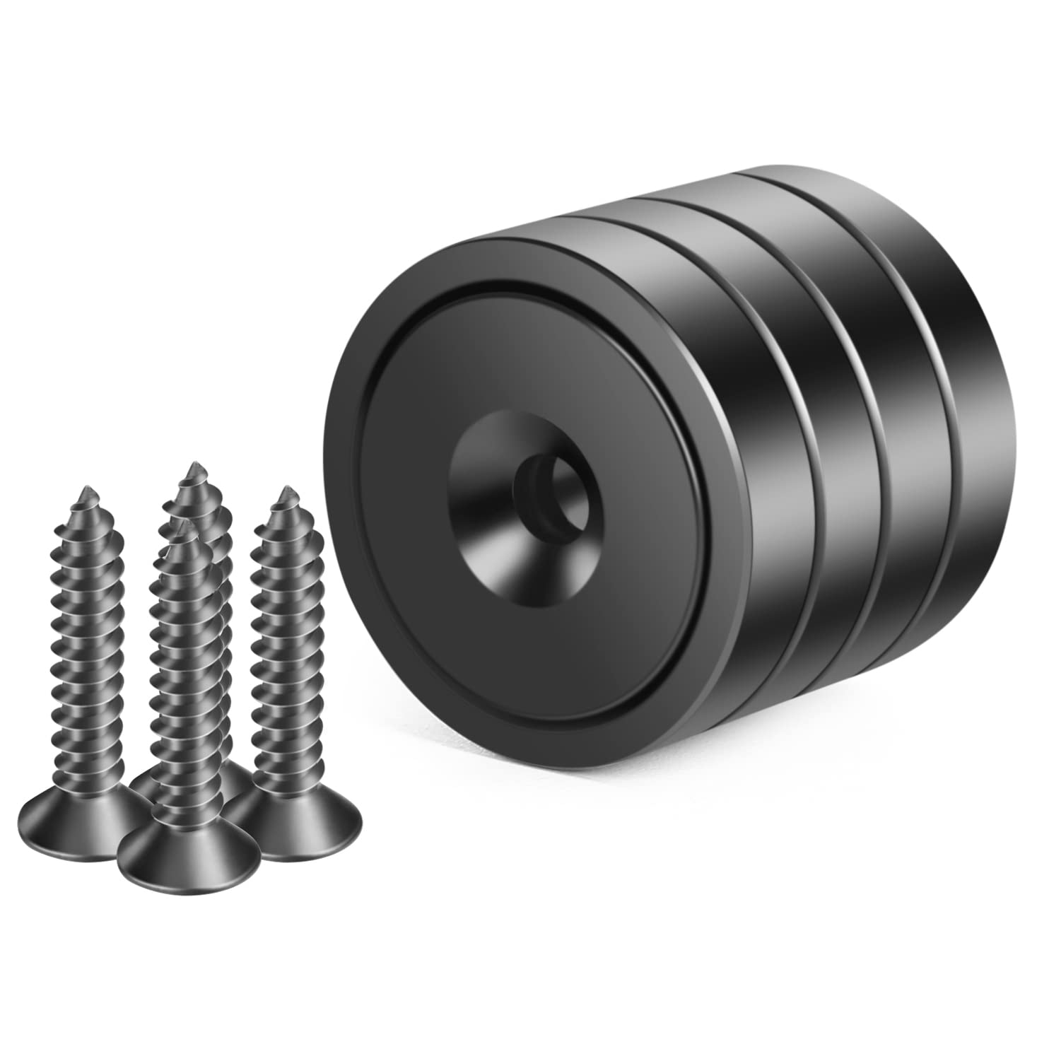 Neosmuk Black Magnets with Screws,170lbs+ Heavy Duty Rare Earth 4 Pack | Neodymi