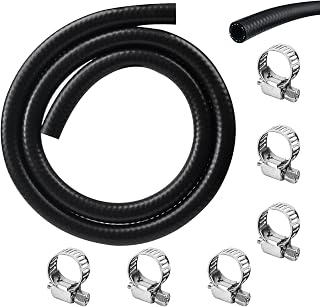 6mm Fuel Hose,1/4 Inch Inner Diameter Fuel line Set 1 Meter Fuel Pipe,with 6 pcs Hose Clamps,for Trucks, Cars, Tractors and Small Engines